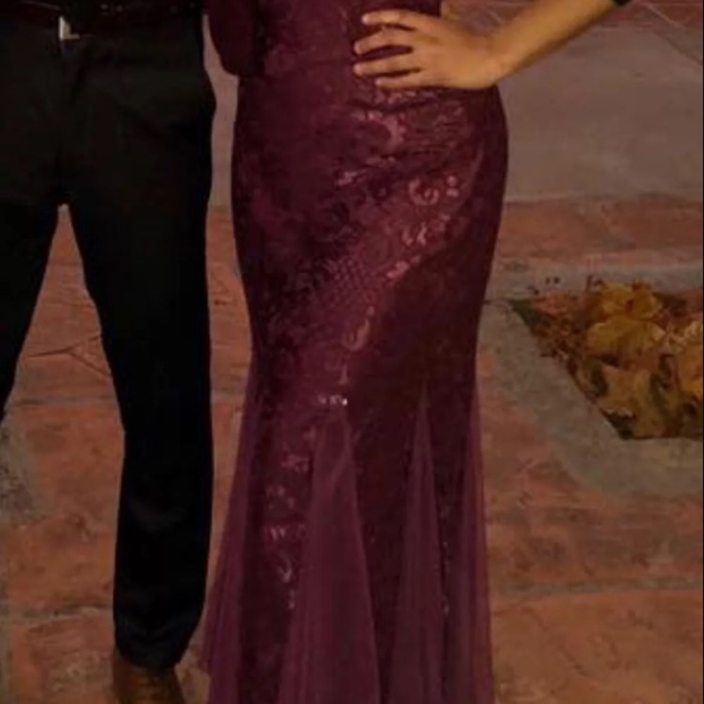Lace Prom Maroon Mermaid Dress